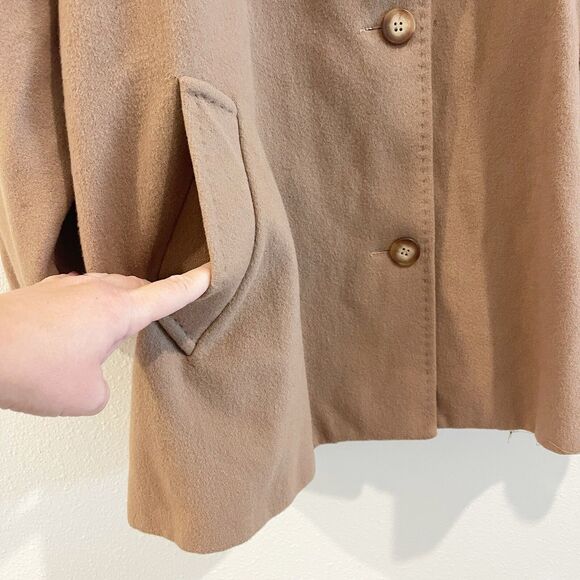 Vintage Pendleton Coat 22W Brown 100% Wool Collared Minimalist Midlength *Flawed - Picture 4 of 15